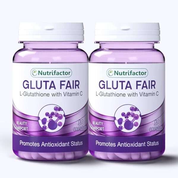 Nutrifactor Gluta Fair supplement bottle for skin brightening and immune support