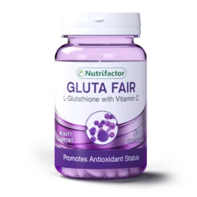 Nutrifactor Gluta Fair supplement bottle for skin brightening and immune support