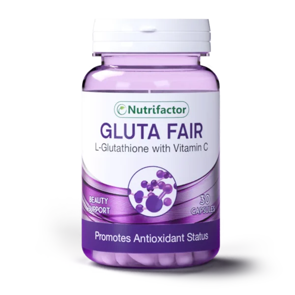 Nutrifactor Gluta Fair supplement bottle for skin brightening and immune support