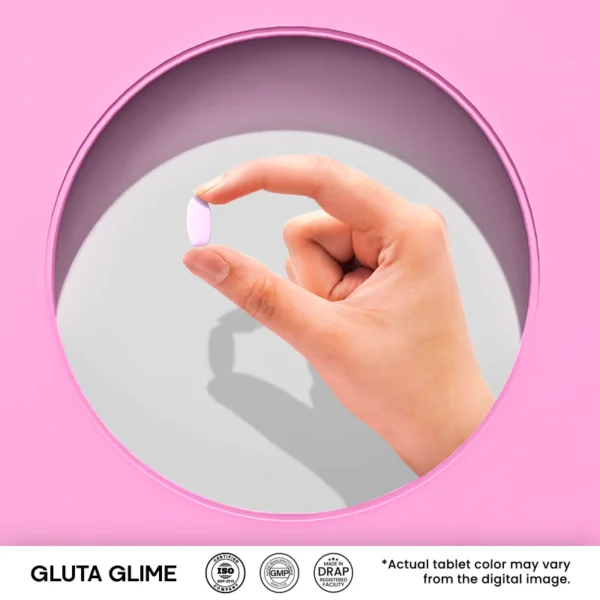 Nutrifactor Gluta Glime supplement bottle for skin brightening and immune support.