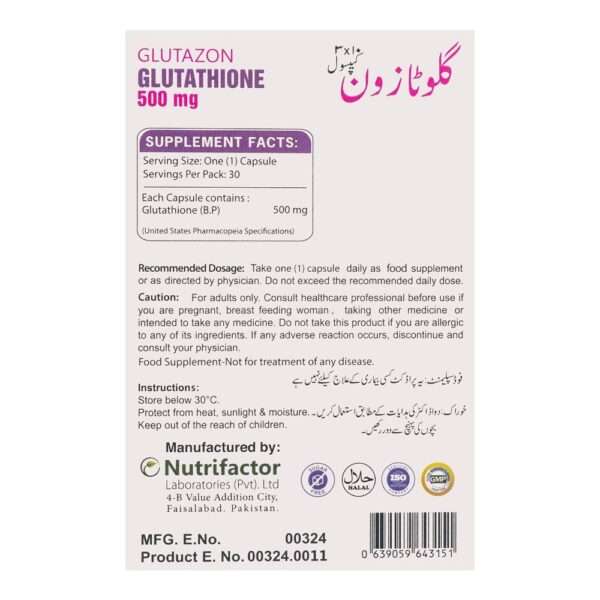 Nutrifactor Glutazon Glutathione500mg Tablet (1)