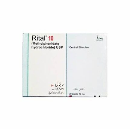 Ritalin 10mg tablet, a small round white pill with the imprint 'RITAL' on one side, used for the treatment of ADHD and narcolepsy.