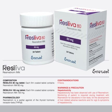 Resiliva 80 mg Tablet (Resmetirom) Resmetirom original medicine available in Pakistan at MedicineWalyDost.com
