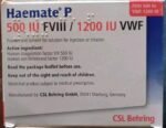 Haemate P 500 IU Injection imported from Germany original bleeding disorder medicine in Pakistan available at MedicineWalyDost.com