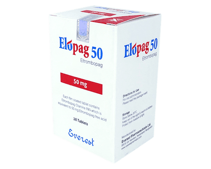 Elopag 50mg Tablet (Eltrombopag) original platelet boosting medicine in Pakistan available at MedicineWalyDost.com