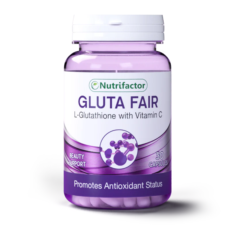 Nutrifactor Gluta Fair supplement bottle for skin brightening and immune support