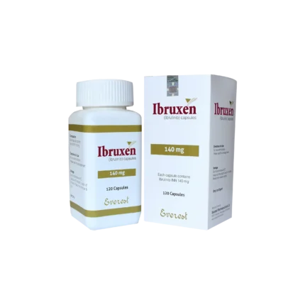 Ibruxen (Ibrutinib) 140mg Capsule pack for treatment of leukemia and lymphoma – targeted therapy available in Pakistan with online order option.