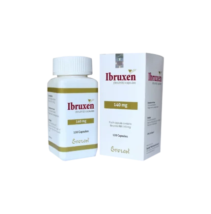 Ibruxen (Ibrutinib) 140mg Capsule pack for treatment of leukemia and lymphoma – targeted therapy available in Pakistan with online order option.