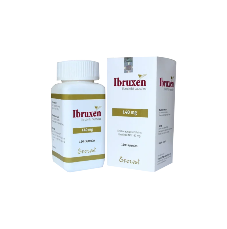 Ibruxen (Ibrutinib) 140mg Capsule pack for treatment of leukemia and lymphoma – targeted therapy available in Pakistan with online order option.