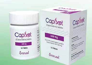 Capixet 500mg Tablet (Capecitabine) original chemotherapy medicine used for breast, colorectal, and stomach cancer treatment in Pakistan
