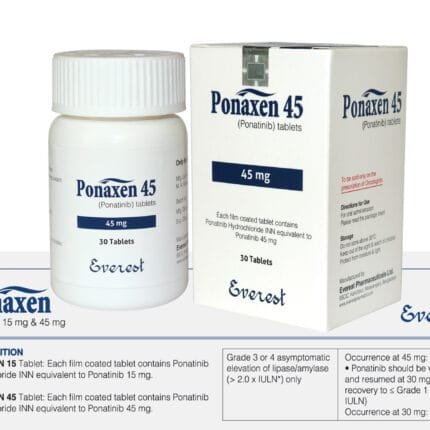 Ponaxen 45mg Tablet (Ponatinib) original imported oncology medicine used for chronic myeloid leukemia and acute lymphoblastic leukemia treatment in Pakistan