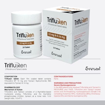 Trifluxen 15mg & 6.14mg Tablet (Trifluridine and Tipiracil) original imported anti-cancer medicine used for colorectal and gastric cancer treatment in Pakistan