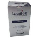 Laronib 100mg Capsule Larotrectinib oral targeted therapy for NTRK gene fusion-positive solid tumors, manufactured by Everest Pharmaceuticals, 30 capsules per bottle
