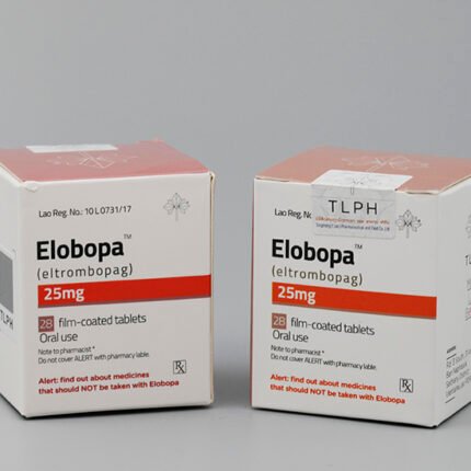 Elobopa 25mg Tablet Eltrombopag 28 tablets pack by TLPH Tongmeng Lao Pharmaceutical for low platelet count treatment
