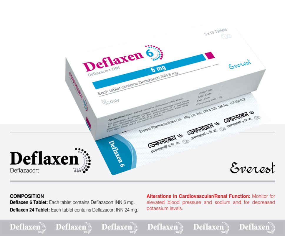 Deflaxen 6mg Tablet (Deflazacort) 30 Tablets by Everest Pharmaceuticals for Allergy, Inflammation, and Autoimmune Disorders