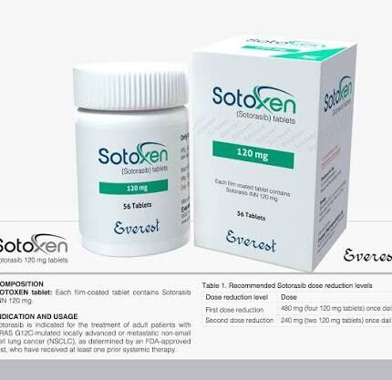 Sotoxen 120mg Tablet Sotorasib targeted therapy for KRAS G12C lung cancer