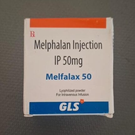Melfalax 50 Injection containing Melphalan 50mg lyophilized chemotherapy medicine manufactured by GLS Pharma.