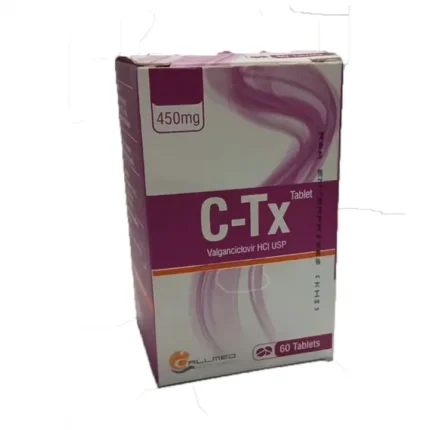 C-Tx 450mg Tablet (Valganciclovir) by Allmed Pvt. Ltd., pack of 60 tablets for CMV treatment and prevention.