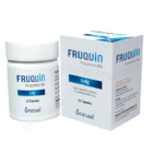Fruquin 5mg Capsule (Fruquintinib) by Everest Pharmaceuticals, pack of 21 capsules for metastatic colorectal cancer treatment.