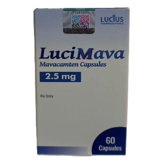 LuciMava 2.5mg Capsule (Mavacamten) LuciMava 2.5mg Capsule (Mavacamten) by Lucius Pharmaceuticals – 60 Capsules for Obstructive Hypertrophic Cardiomyopathy