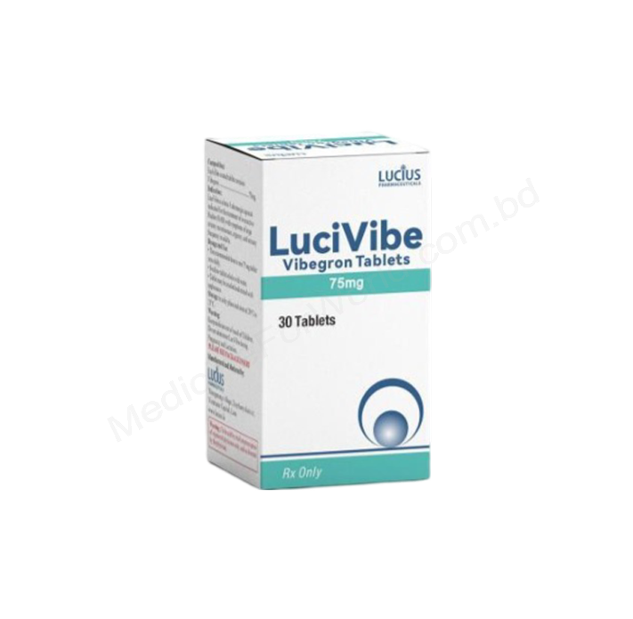 LuciVibe 75 mg Tablet (vibegron) LuciVibe 75mg Tablet (Vibegron) by Lucius Pharmaceuticals – 30 Tablets for Overactive Bladder Treatment