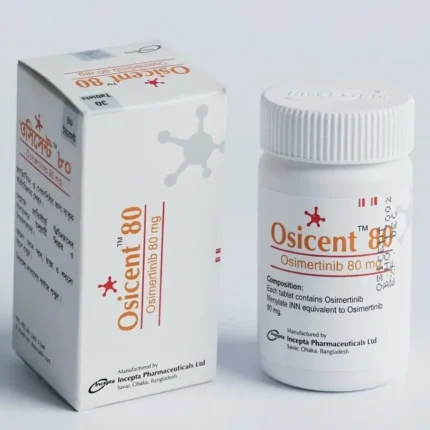 Osicent 80mg Tablet (Osimertinib) by Incepta Pharmaceuticals Ltd. – Pack of 30 Tablets for EGFR-positive non-small cell lung cancer treatment.