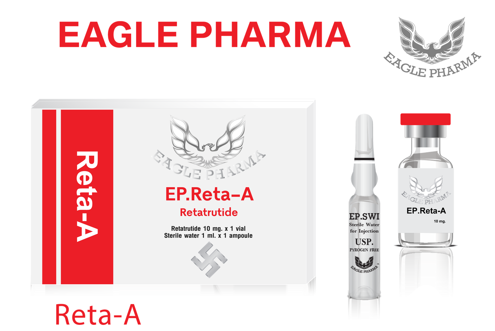 Retatrutide 10mg Injection (EP.Reta-A) - Imported Retatrutide 10mg Injection (EP.Reta-A) Imported by Eagle Pharma Germany with 10mg vial and 1ml sterile water