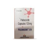 Palbociclib 125mg Capsule (Palbocent) by Sartaj Pharma – 21 capsules for HR-positive, HER2-negative advanced breast cancer treatment.