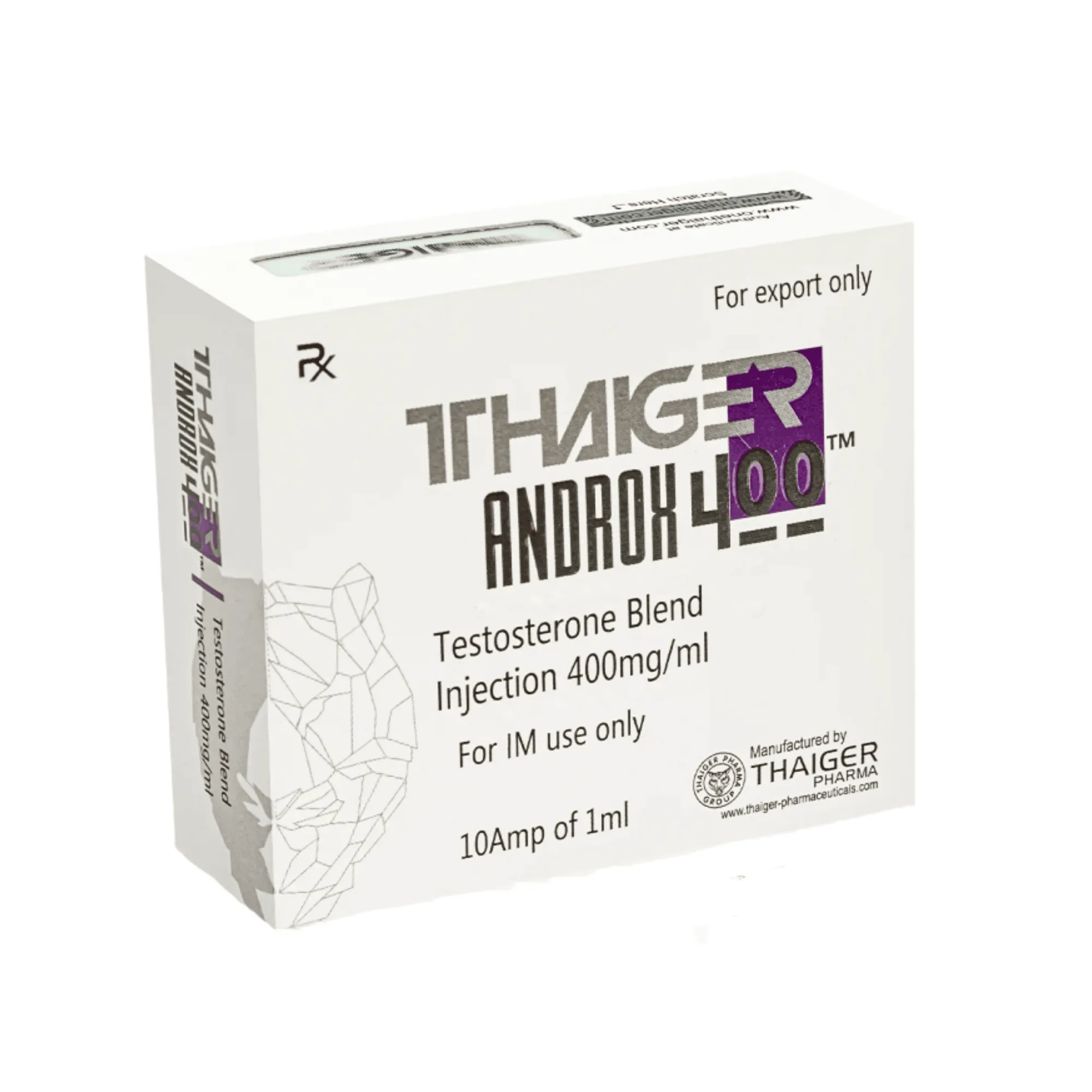 Thaiger Androx 400mg Injection (Testosterone) Androx 400mg Injection Testosterone imported product by Thaiger, pack size 1 injection.